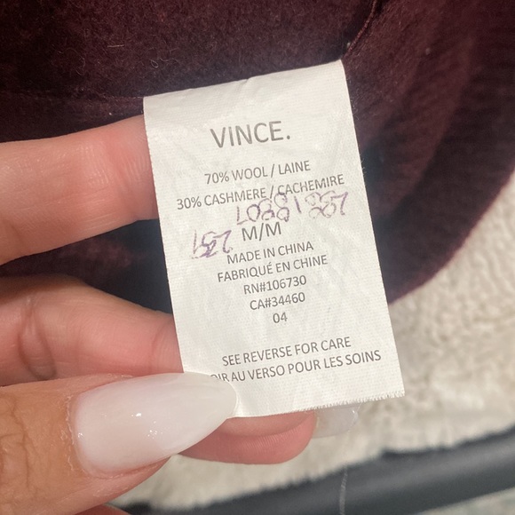 Vince Wool Wine & Black Knit Sweater Size M - Picture 6 of 7